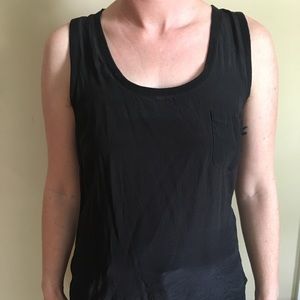 Joie Black Silk Tank Top with Front Pocket